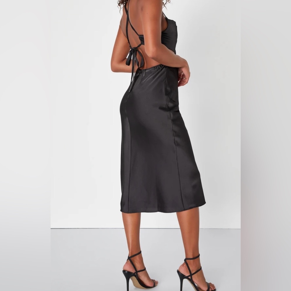 Lulu's Dark Brown Satin Slip Skirt